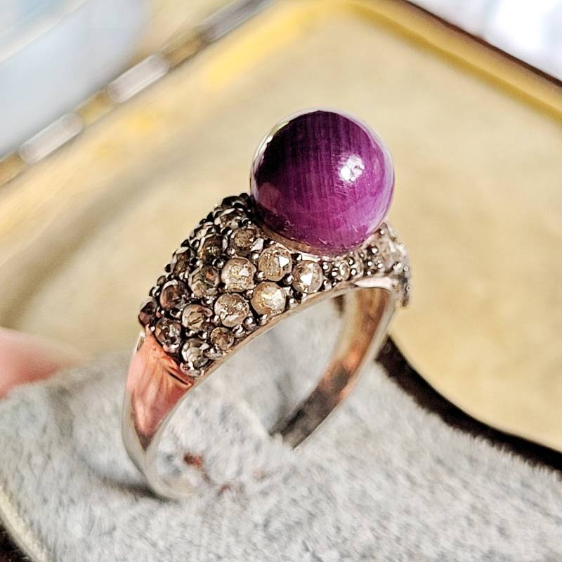 Design Diamant & Rubin Ring 925 Silber Gr. 19 Mm Brocante Cottage Solitär Edelstein Diamantrosen Salz Pfeffer Dia Design Diamant & Rubin Ring 925 Silber Gr. 19 Mm Brocante Cottage Solitär Edelstein Diamantrosen Salz Pfeffer Dia von fairytailjewelry