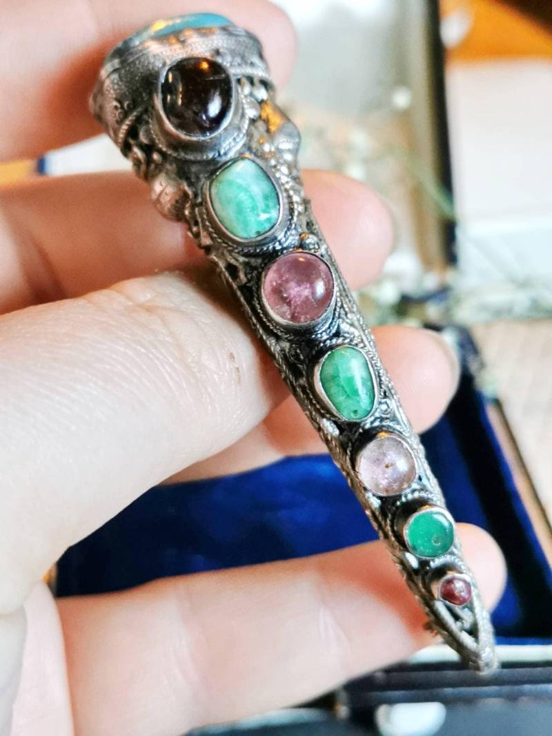 Edelstein Brosche China Um 1900 Turmalin & Jade 935 Sterling Silver Antike Brooch Floral Art Nouveau Asiatika Sammler Rosa Grün Nadel Edelstein Brosche China Um 1900 Turmalin & Jade 935 Sterling Silver Antike Brooch Floral Art Nouveau Asiatika Sammler Rosa Grün Nadel von fairytailjewelry