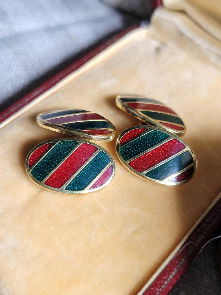 Elegante Emaille Manschetten Knöpfe Rot & Grün Enamel Cufflinks Design Elegant Geschnitten Herren Schmuck Anzug Krawatte Hemd Geschenk von fairytailjewelry
