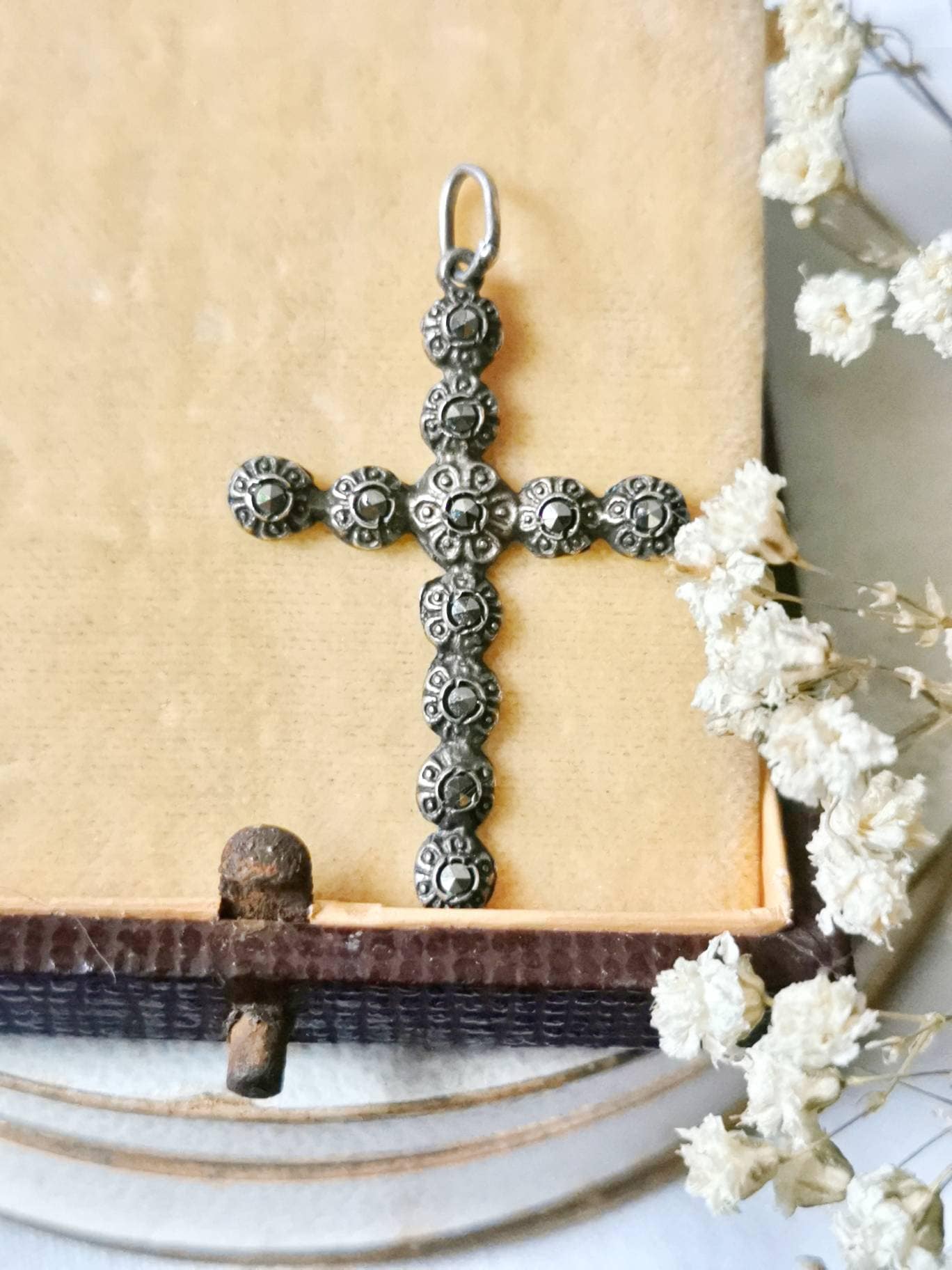 Jugendstil 830 Silber Markasiten Kreuz Ketten Anhänger 1920 True Vintage Silver Pendent Geschenk Kommunion Jugendstil 830 Silber Markasiten Kreuz Ketten Anhänger 1920 True Vintage Silver Pendent Geschenk Kommunion von fairytailjewelry