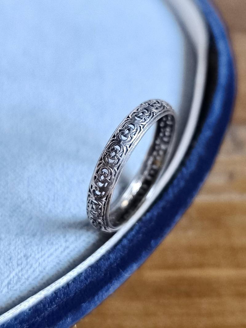 Jugendstil Band Ring Floral Design Antik Schmuck Echt Silber Ehering Verlobung von fairytailjewelry