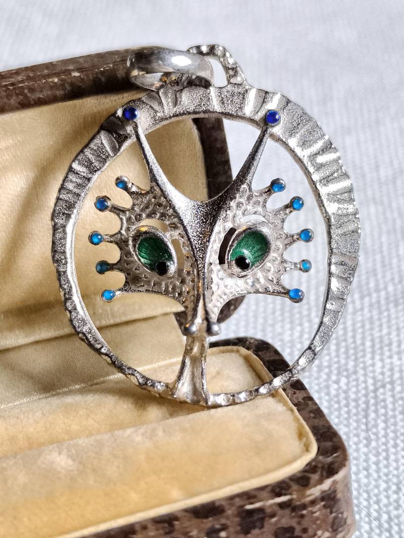 Midcentury Seemonster Ketten Anhänger 925 Silber & Emaille Aus Italien 1950-1970 Geschenk Wasser Maritim von fairytailjewelry