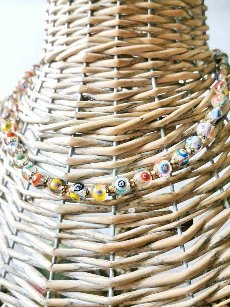 Murano Millefiori Glas Collier Kette Glas Bead Necklace Aus Italien Murano Millefiori Glas Collier Kette Glas Bead Necklace Aus Italien von fairytailjewelry
