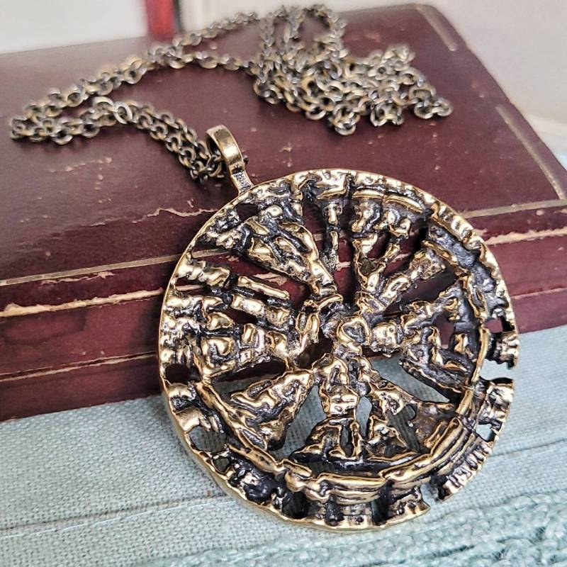 Pentti Sarpaneva Anhänger Collier Finnland 70S Modernist Brutalist Bronze Necklace Signiert Space Age Design Kunst Mode Larp von fairytailjewelry