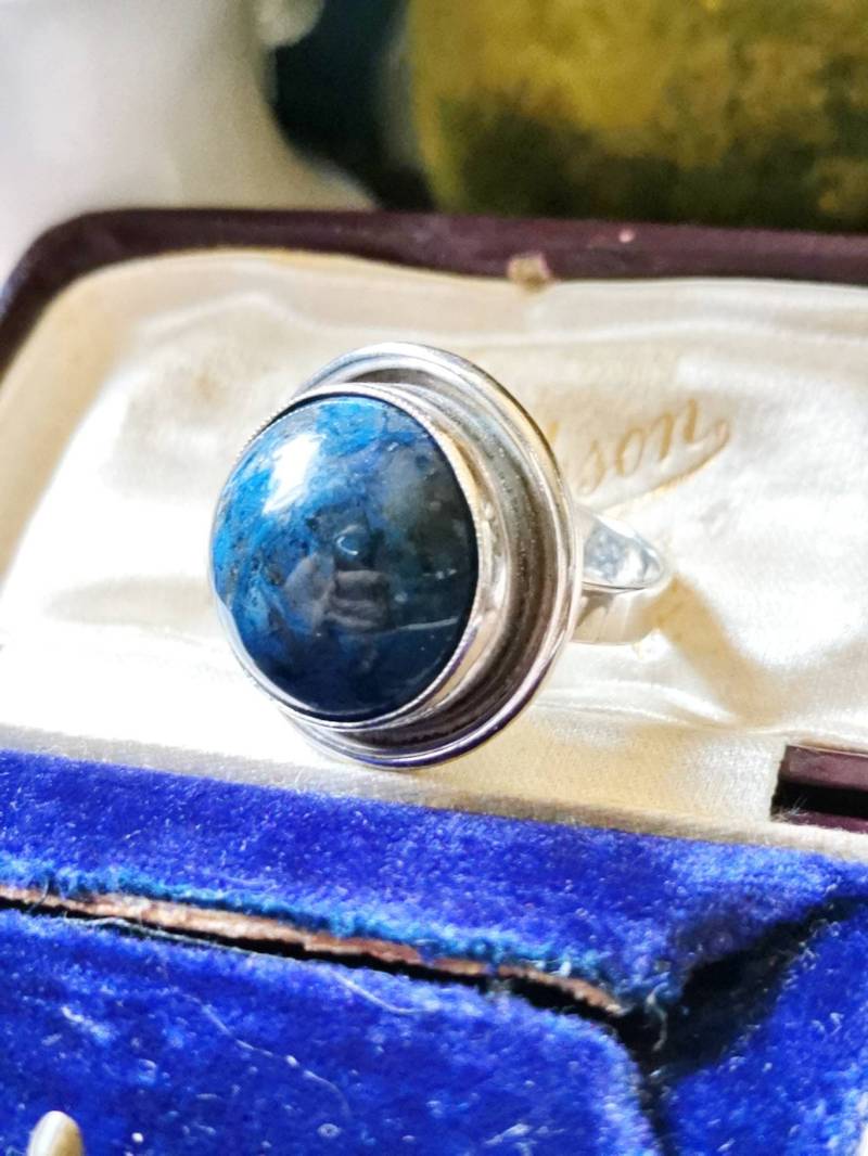 Ring 835 Silber Lapis Lazuli Lübeck Kls Holstentor Solitär 17mm Silver Gemstone Ring von fairytailjewelry
