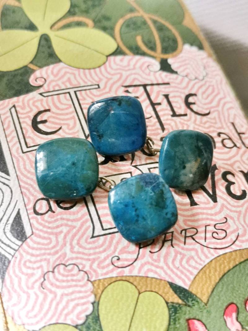 Shattuckite Art Deco Manschettenknöpfe 1930 True Vintage Gemstone Cufflinks von fairytailjewelry