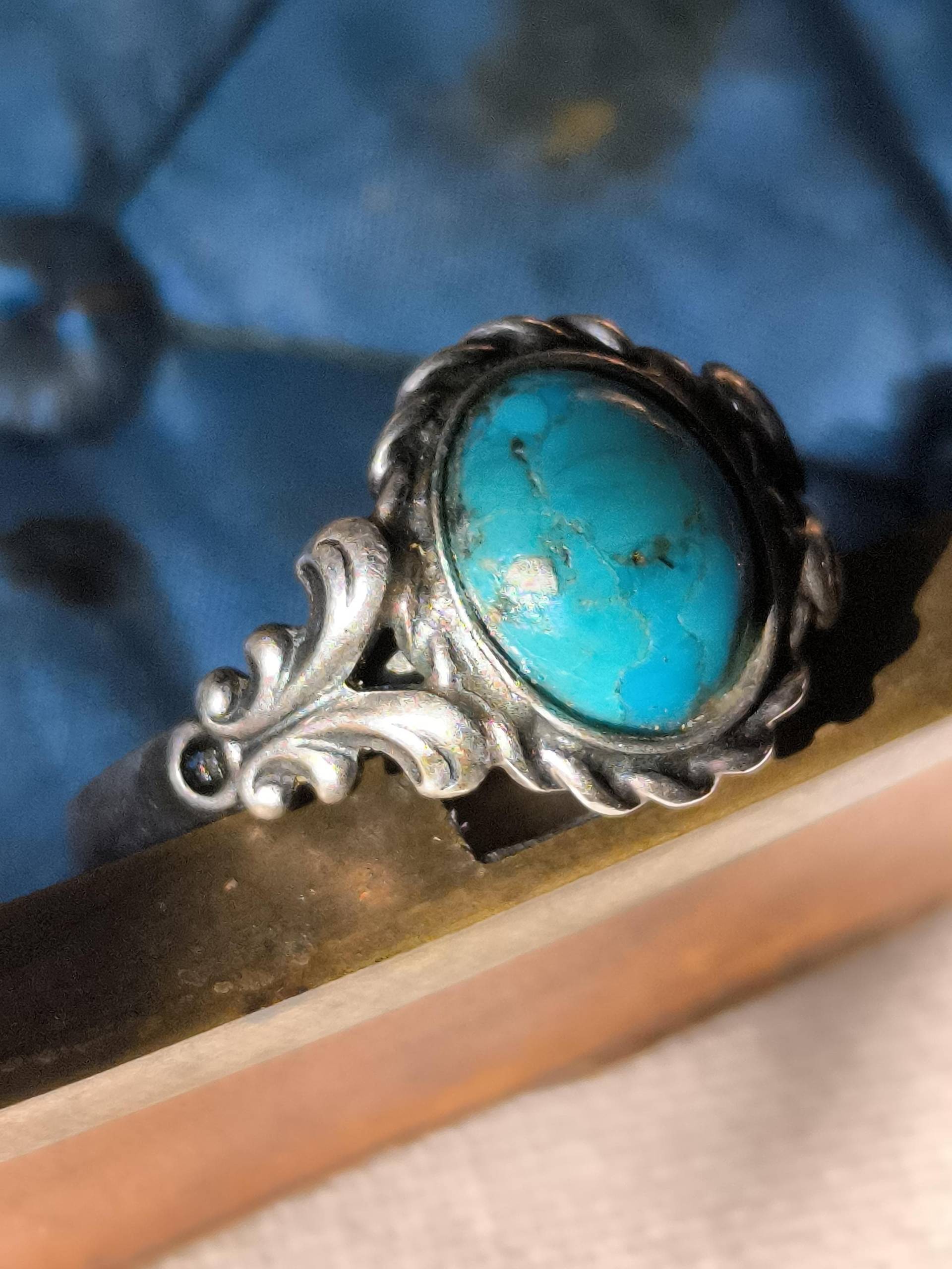 Trachten 835 Silber & Türkis Ring Gr. 20 Mm Ausgefallen Floral Elegant Dirndl von fairytailjewelry