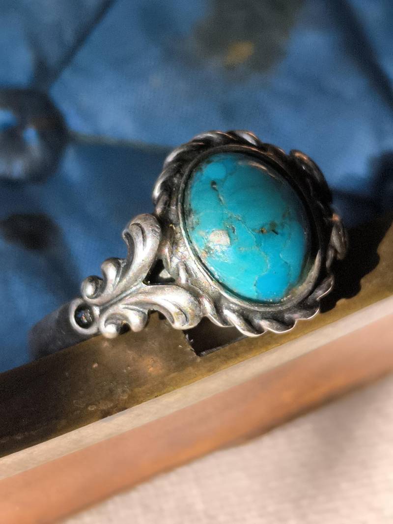 Trachten 835 Silber & Türkis Ring Gr. 20 Mm Ausgefallen Floral Elegant Dirndl von fairytailjewelry