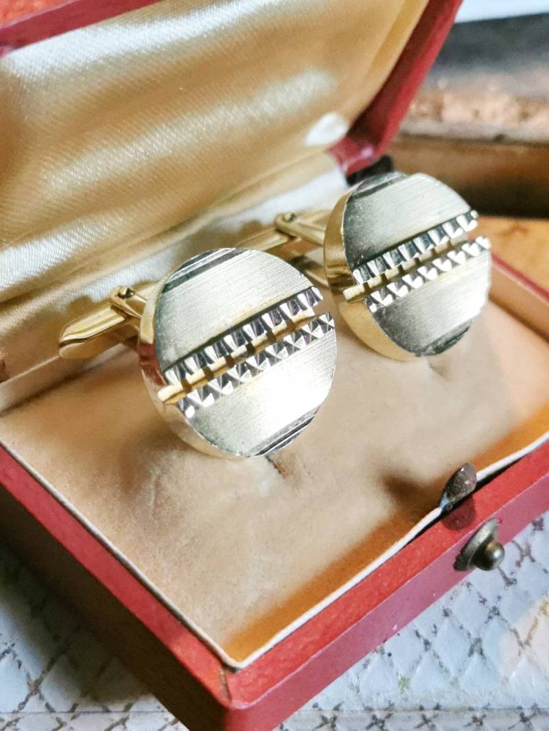 True Vintage 50Er Jahre Manschettenknöpfe Gold Doublé Sehr Schick Cufflinks Midcentury Design Brocante Rockabilly Geschenk Schmuck von fairytailjewelry