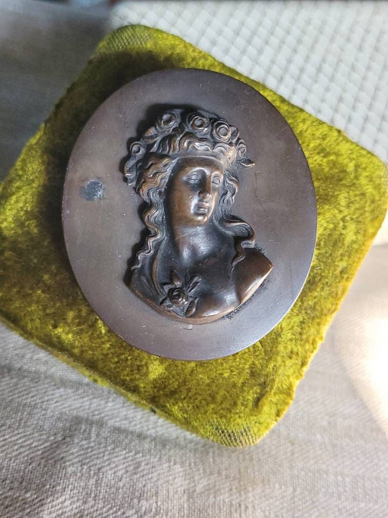 Viktorain Jet/Gagat Gemme Cameo Um 1830 True Vintage Damen Portrait in Schwarz Antik Trauer Schmuck Cottage Landhaus Wow von fairytailjewelry