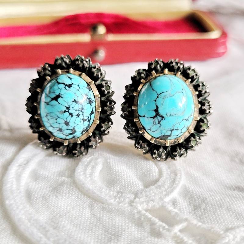Viktorian Diamant & Bisbee Türkis Ohringe Omega Clipstecker Aus Silber Und 585 Gold Wohl Hanau Um Brocante Cottage Landhaus Luxus Viktorian Diamant & Bisbee Türkis Ohringe Omega Clipstecker Aus Silber Und 585 Gold Wohl Hanau Um Brocante Cottage Landhaus Luxus von fairytailjewelry