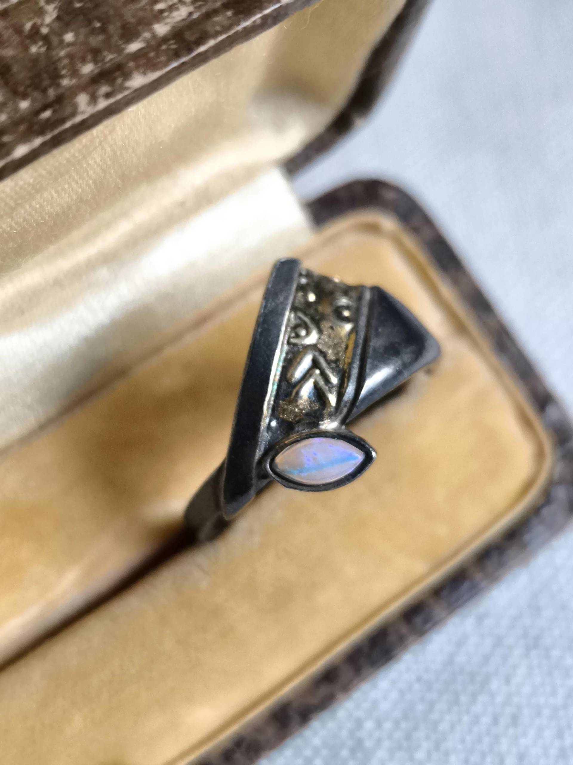 Vintage 925Er Silberring Teilvergoldet & Opal Handarbeit Ca. 1970Er-1980Er Edelstein Vintage 925Er Silberring Teilvergoldet & Opal Handarbeit Ca. 1970Er-1980Er Edelstein von fairytailjewelry