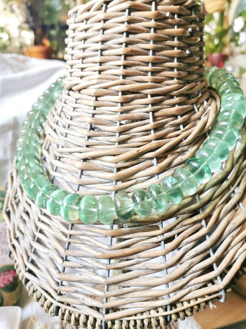 xl Grünes Flourit Collier 375 Gg Kette Edelstein Grün Gemstone Massiv Groß Design Lagenlook von fairytailjewelry