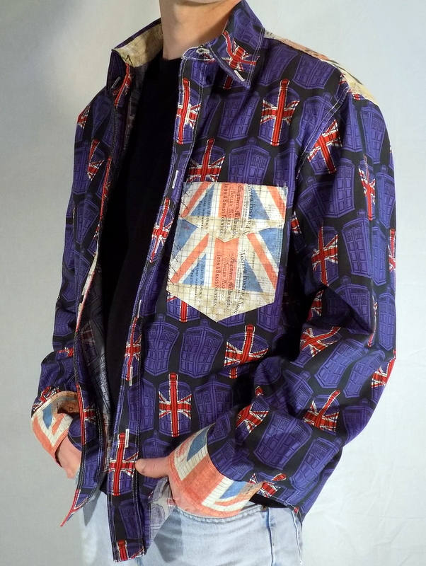 Doctor Who Oxford Hemd Handgefertigte Bedruckte Baumwolle Button-Down | Größe 46 von faithlynmelvage