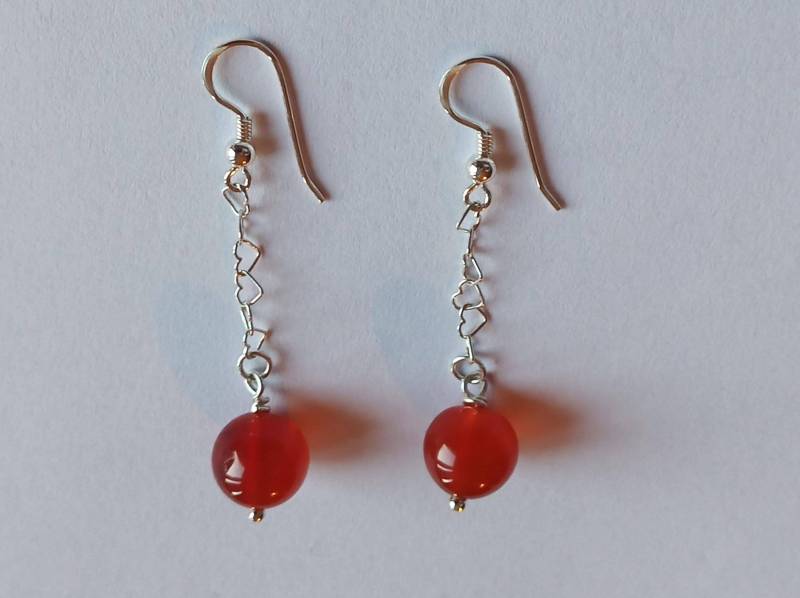 Karneol-Ohrringe-Rot-925Er Silber-Mit Kette-Ohrhaken-Hängeohrringe Karneol-Ohrringe-Rot-925Er Silber-Mit Kette-Ohrhaken-Hängeohrringe von fale925ohrringe