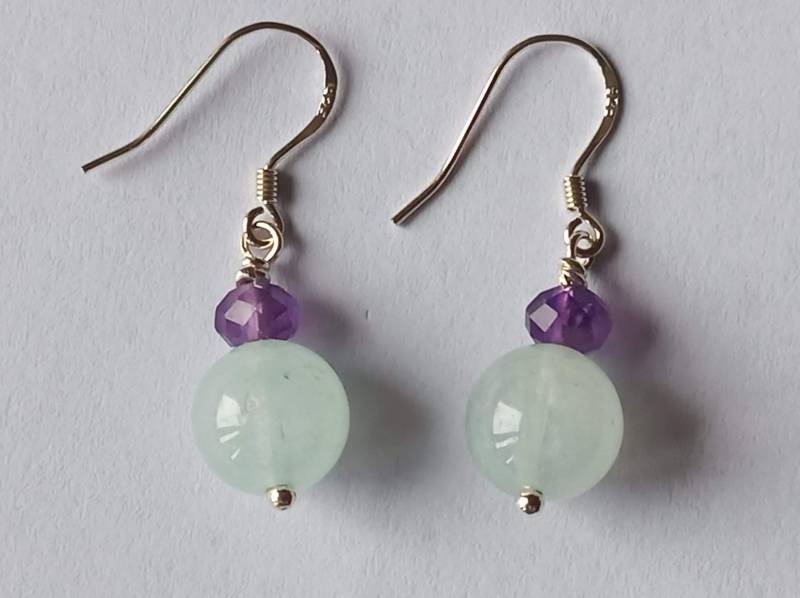 925Er Silber-Ohrringe-Mit Aquamarin/Amethyst-Perlen-Ohrhaken von fale925ohrringe