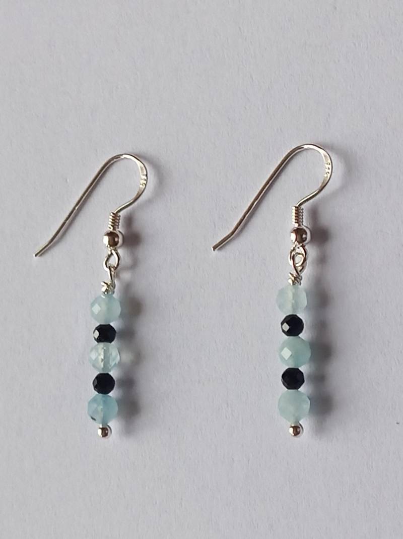 Aquamarin/Turmalin-Ohrringe-Facettiert-Hellblau/Schwarz-925Er Silber-Ohrhaken Aquamarin/Turmalin-Ohrringe-Facettiert-Hellblau/Schwarz-925Er Silber-Ohrhaken von fale925ohrringe