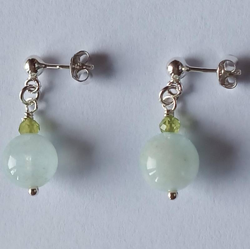 Aquamarin/Peridot-Ohrringe-Hellblau/Grün-925Er Silber-Ohrstecker-Hängeohrringe von fale925ohrringe