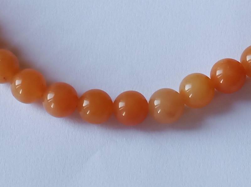 Aventurin-Kette-Schmucksteinkette-48 cm-Orangerot-Kugelkette-Karabiner-Verschluss-925Er Silber Aventurin-Kette-Schmucksteinkette-48 cm-Orangerot-Kugelkette-Karabiner-Verschluss-925Er Silber von fale925ohrringe