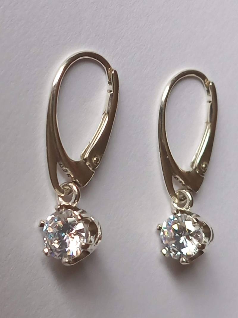 Cubic Zirkonia-Ohrringe-Weiß-Brisuren-925Er Silber-Brillantschliff-Ohrhänger von fale925ohrringe