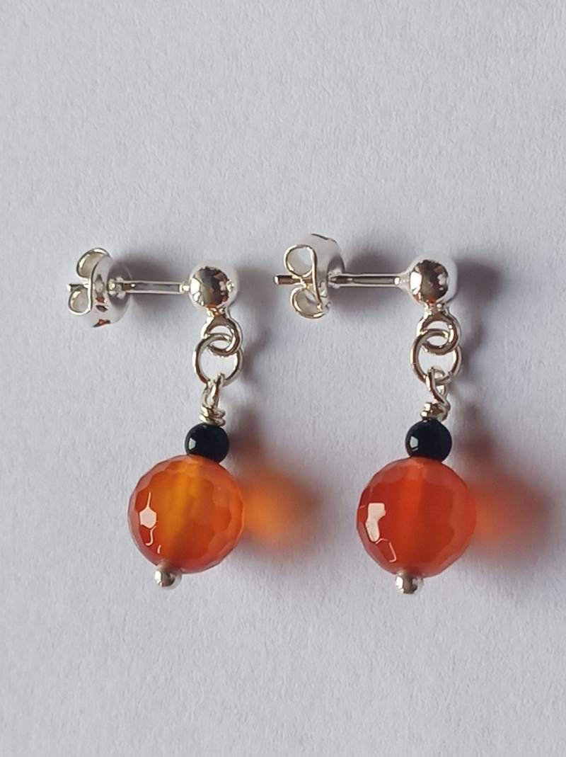 Karneol/Onyx-8 Mm/3 Mm-Rot/Schwarz-925Er Silber-Ohrringe-Kugelohrstecker-Facettiert Karneol/Onyx-8 Mm/3 Mm-Rot/Schwarz-925Er Silber-Ohrringe-Kugelohrstecker-Facettiert von fale925ohrringe