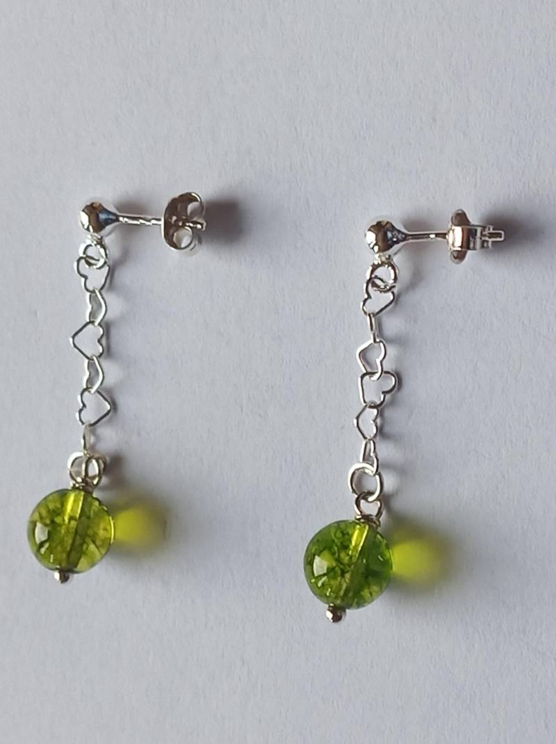 Peridot-Ohrringe-Grün-925Er Silber-Mit Kette-Hängeohrringe-Ohrstecker von fale925ohrringe