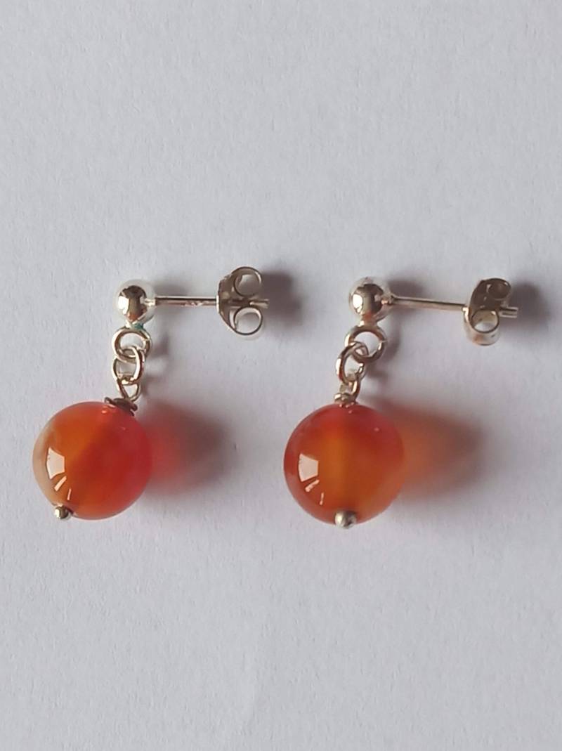 Rote Karneol-Ohrringe-Ohrstecker-925Er Silber-sterlingsilber von fale925ohrringe