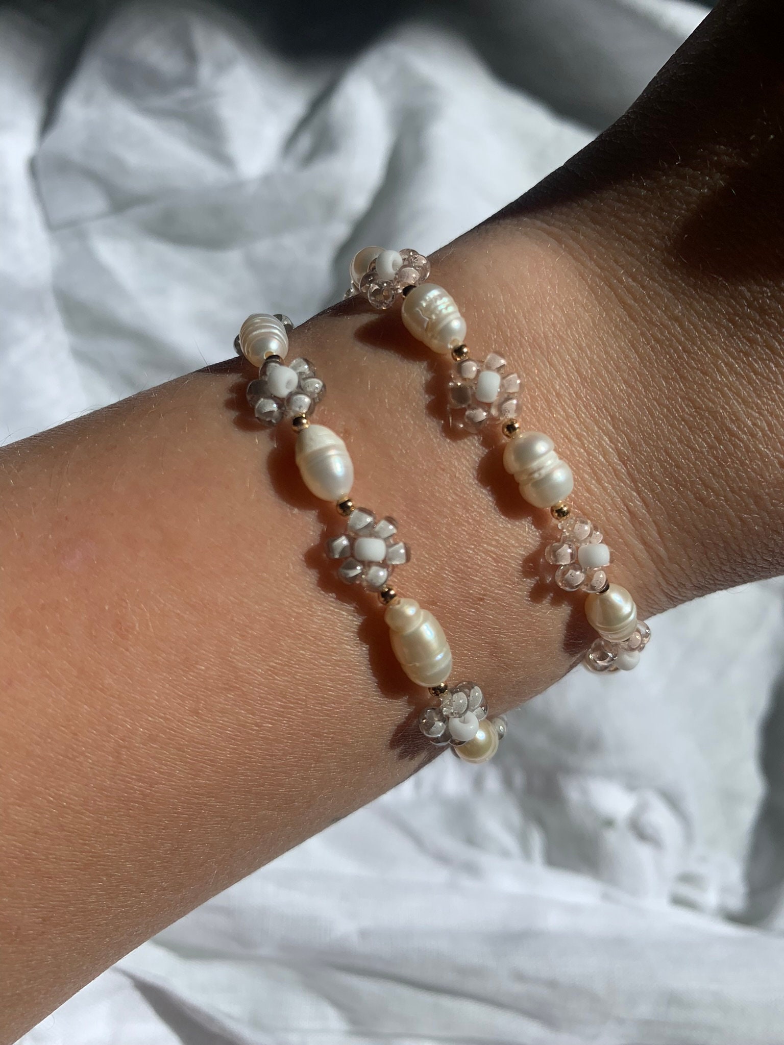 Pearl Bracelet With 18K Gold Plated Pearls & Freshwater Pearl Bracelet With 18K Gold Plated Pearls & Freshwater von falltosummer