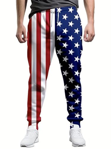 Herren American Flag 3D-gedruckte Jogginghose Jogginghose Casual Loose Laufhose Independence Day Sporthose von famesale