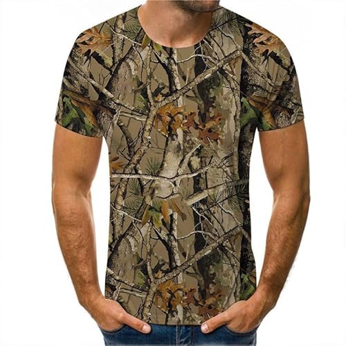 Herren Kurzarm Camouflage Wald Dschungel bedrucktes T-Shirt Camo Outdoor Jagd Shooting Waldbaum Sommer T-Shirts von famesale