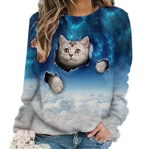 Katze Sweatshirt Kawaii Tier 3D Druck Hoodie Frauen Mode O-Ausschnitt Hoodies Weiblich Sweats Winter Mantel Mädchen Kleidung Hund von famesale