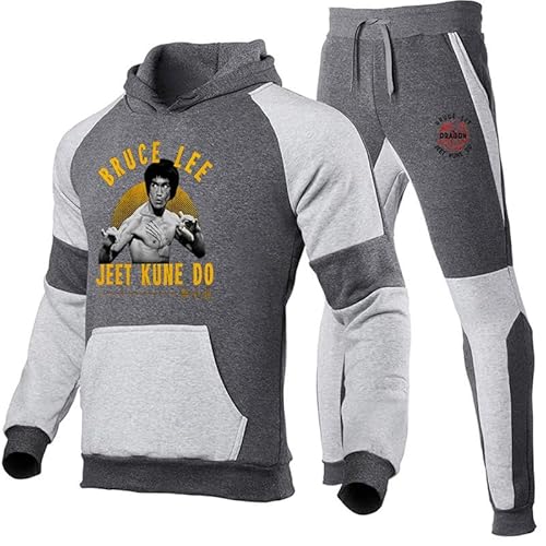 Li Xiaolong Dragon Trainingsanzug-Set Kung Fu Kampfkunst Li Xiaolong Dragon 3D-Gedruckter Kapuzenpullover und Jogginghose Zweiteiliges Set für Unisex von famesale