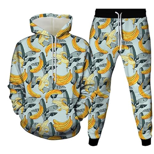Männer/Frauen Casual Trainingsanzug Obst Banane Zitrone Avocado Ananas 3D-gedruckt Unisex Pullover Hoodies Sweatshirt Jogginghose Jogginghose 2 Stück für Herbst Winter von famesale