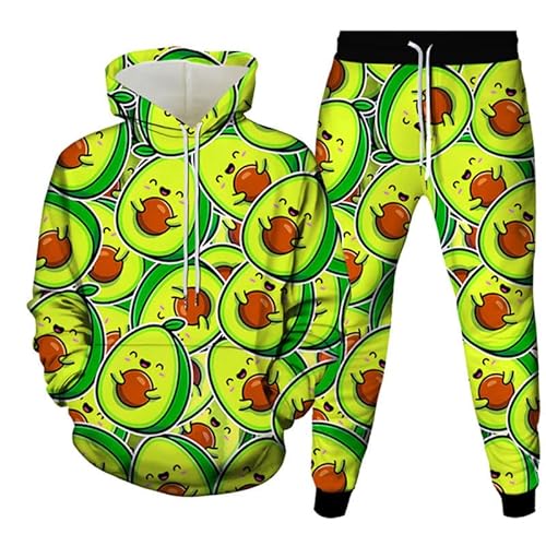 Männer/Frauen Casual Trainingsanzug Obst Banane Zitrone Avocado Ananas 3D-gedruckt Unisex Pullover Hoodies Sweatshirt Jogginghose Jogginghose 2 Stück für Herbst Winter von famesale