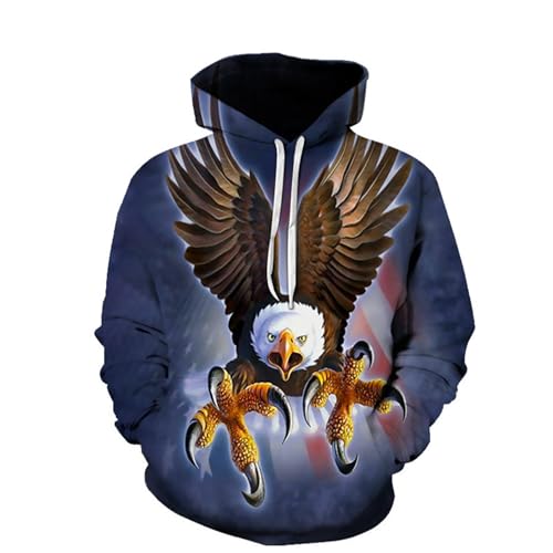 Realistischer 3D-Adler-bedruckter Kapuzenpullover für Herren Athletischer Pullover Langärmeliger Kapuzenpullover mit Kordelzug Sweatshirt mit Kängurutasche von famesale