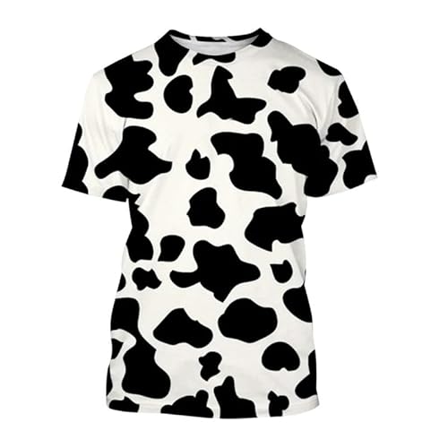 Sommer Kuh Muster Milchvieh 3D-gedruckt Kurzarm Männer/Frauen Interessantes T-Shirt O-Ausschnitt Casual Lose Pullover Tops von famesale