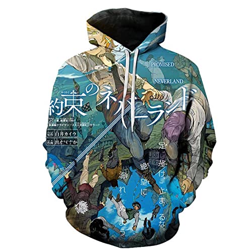 The Promised Neverland Hoodies Anime The Promised Neverland Cosplay Kostüm 3D gedrucktes Langarm-Kapuzen-Sweatshirt Pullover für Damen Herren von famesale