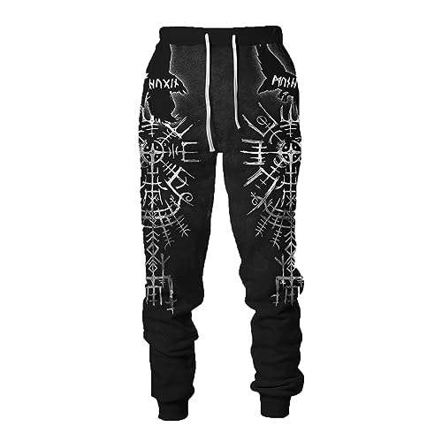 Wikinger-Tattoo 3D-gedruckte Jogginghose für Herren Hip Hop Lässige Jogginghose mit Kordelzug Streetwear-Hose von famesale