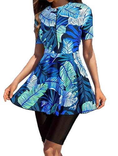 famesale 2 Stück Blumen gedruckt Modest Burkini Frauen Muslim Kurzarm Badebekleidung Arabische Badeanzug von famesale