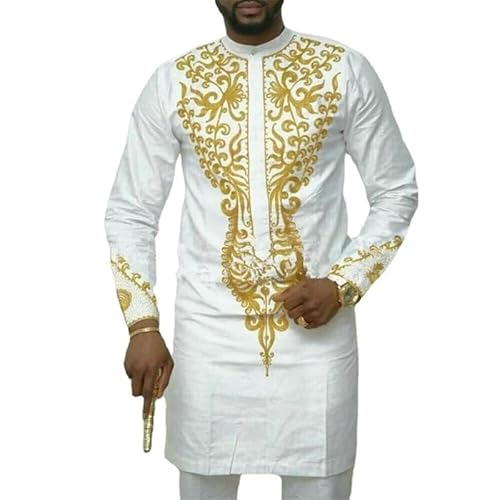 famesale Afrikanische Mode Männer Lange Ärmel Traditionelle Ethnische Beiläufige Dashiki Hemd Plus Größe Afrikanische Kleidung M-4XL von famesale