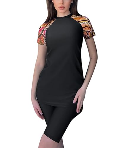 famesale Arabisch Muslim Bikini für Frauen Badebekleidung mit Langen Ärmeln Tops und Pant Badeanzug 2 Stück Set Badeanzug von famesale