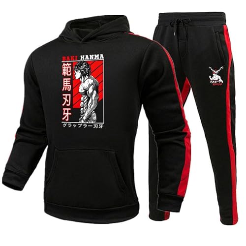 famesale Baki The Grappler Hoodie Hosen Set The Grappler Baki Cosplay Kostüm Harajuku Bedrucktes Kapuzen Sweatshirt Set für Männer Frauen von famesale