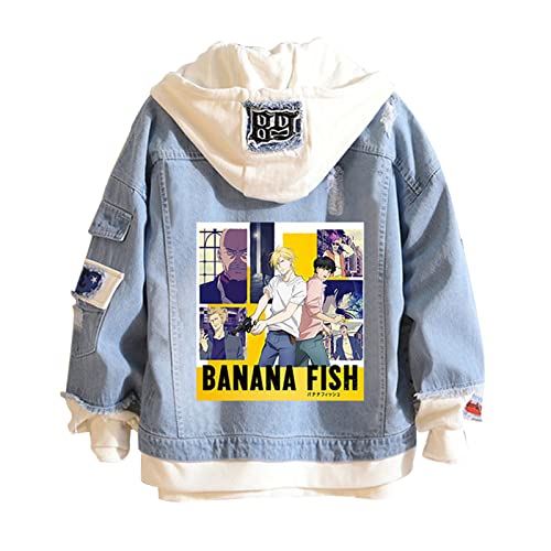 famesale Banana Fish Hoodie Cosplay Jacke Banana Fish Jeansjacke Anime Sweatshirt Kostüm Lässiges Sweatshirt für Männer Frauen von famesale