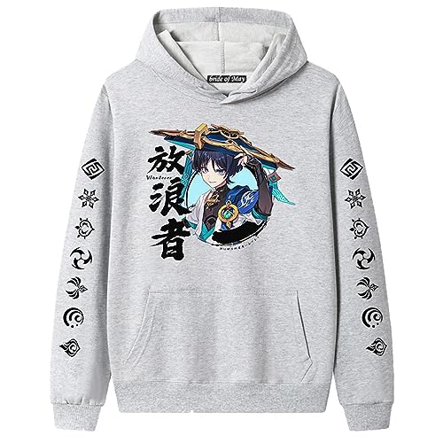 famesale Genshin Impact Hoodie Anime Wanderer Cosplay Kostüm bedruckter Pullover Langarm Kapuzen-Sweatshirt Manga Pullover Tops für Unisex von famesale