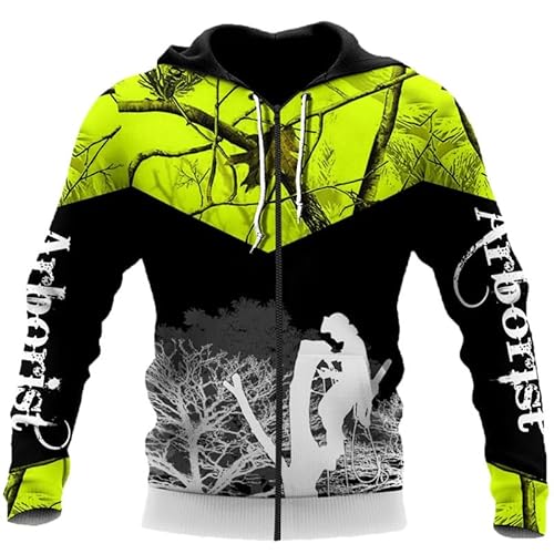 famesale Herbst Mode Hoodie Schöner Baumpfleger Kettensäge 3D gedruckt Sweatshirt Unisex Zip Pullover Casual Harajuku Streetwear von famesale