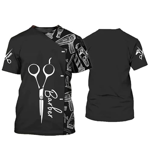 famesale Herren Barber Shop 3D gedruckt T-Shirt Friseur Berufsbekleidung mit kurzen Ärmeln Sommer Mode lässig schnell trocknend Tops famesale Herren Barber Shop 3D gedruckt T-Shirt Friseur Berufsbekleidung mit kurzen Ärmeln Sommer Mode lässig schnell trocknend Tops von famesale