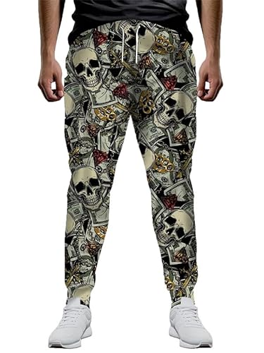 famesale Herren US Dollar 3D gedruckte Jogginghose Jogginghose Vintage Sport Workout Hosen Freizeithose mit Tasche von famesale
