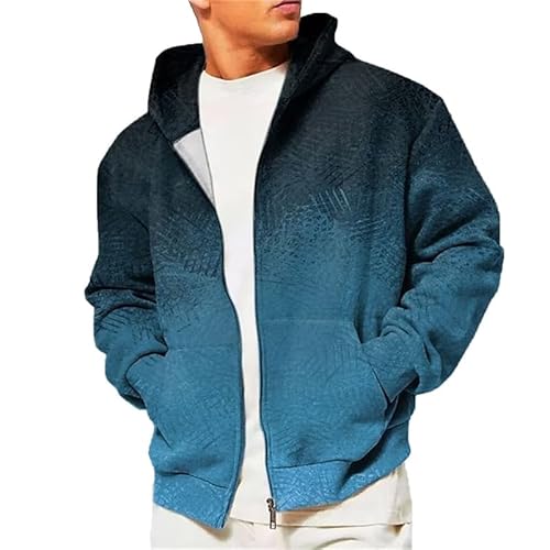 Herren Zip Hoodies 3D Farbverlauf Bedruckter Pullover Sweatshirt Sweatshirt Sportbekleidung Freizeitjacke von famesale