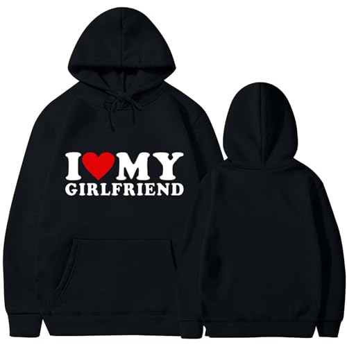 I Love My Girlfriend Hoodie Sweatshirts für Herren mit Kapuze Pullover Casual Winter Sweatshirt Langarm Kapuzenpullover Langarmshirt Pulli Sweatshirts von famesale