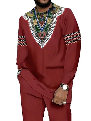 famesale Kaftan Nigerianische Männer Afrikanische Traditionelle Luxus Plus Größe Dashiki Shirt + Hose Kleidung Set Übergroße Mode Kostüm Anzug von famesale